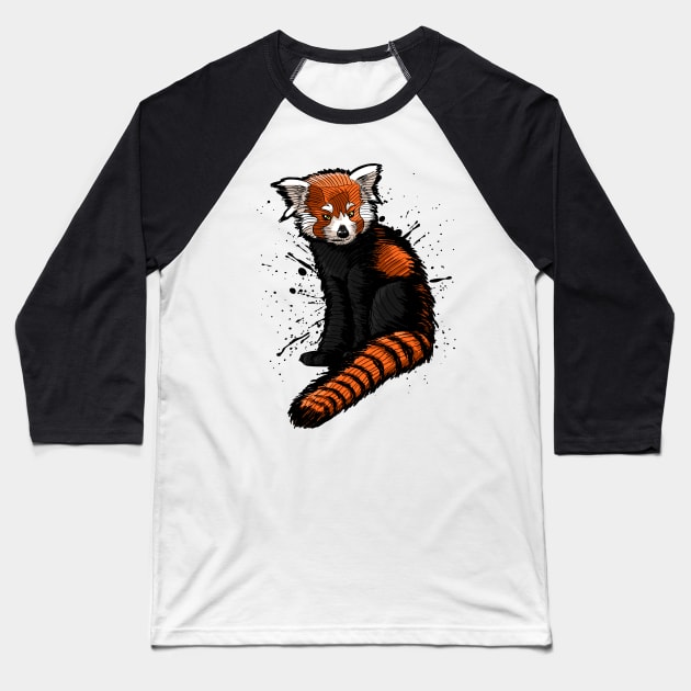 Sketch Red Panda Baseball T-Shirt by albertocubatas